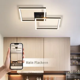 GBLY Homefire Deckenlampe LED Deckenleuchte Schlafzimmer 24W Wohnzimmerlampe Warmweiß Küchenlampe Modern Esszimmerlampe Schwarz Eckig Deckenleuchten für Wohnzimmer Kinderzimmer