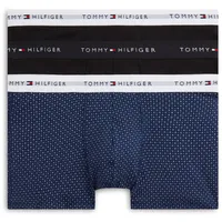 Trunk, Herren, Gr. XL (54), 3 Stk., blau (schwarz), Webqualität, Obermaterial: 95% Baumwolle, 5% Elasthan, TOMMY HILFIGER UNDERWEAR, gemustert, unifarben, körpernah, Unterhosen, Körpernahe Passform mit elastischem Bund