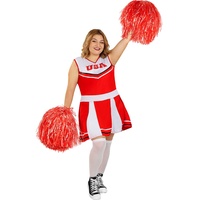 Funidelia | Cheerleader Kostüm für Damen Größe 3XL Cheerleader, American Football, Gymnasium, Berufe - Farben: Rot, Zubehör für Kostüm - Lustige Kostüme für deine Partys...