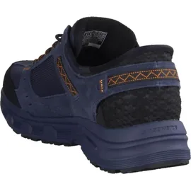 SKECHERS Oak Canyon Consistent Winne Herren-Sneaker, freihändig, Marineblaues Leder, Textil, orangefarbener Besatz, 43 EU