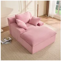 LITBIRD Chaiselongue 160 cm Loungesofa, Boneless Bodensofa & Schlafsofa mit Schlaffunktion, 1 Teile, Platzsparendes Cloud Sofa mit Armlehnen für Wohnzimmer rosa