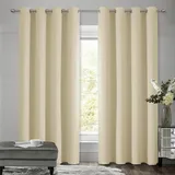 VEHEDE Beige Verdunklungsvorhänge Thermovorhang Kälteschutz Schallschutz, Gardinen mit Ösen Vorhänge Wohnzimmer, Raumteiler Vorhang Thermo Vorhang gegen Kälte, H 200 x B 140 cm, 2er Set