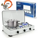 ZMC Gaskocher Campingkocher 3-flammig inkl. Schlauch und Regler 5,4 kW