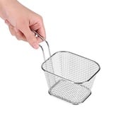 Mini Edelstahl Runde Chip Korb Essen Sieb Platz Fritteuse Korb vorhanden Frittiert Chip Essen Tisch servieren Metall Rechteckige Fry Basket Net Sieb Mesh Fry Serving Korb Küche Kochen Werkzeuge