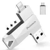 Patianco USB Stick für iPhone,[MFI Zertifizierter] 256GB Speicherstick für iPad USB 3.0 Pendrive Flash Laufwerk mit iOS Android systeme Min USB C Stick für Android Handy/Laptop/PC/Mac/iOS(Silber)