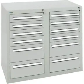 Stumpf Schubladenschrank Serie T-100/35-2, 12 Schubladen lichtgrau (8x100, 4x200mm)