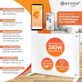 Kesser KESSER® Infrarotheizung Energiesparend 2in1 Standgerät & Wandmontage Elektroheizung mit Fernbedienung Thermostat & App-Steuerung Timer Elektrisch Heizpaneel Heizung Konvektor Standfüße
