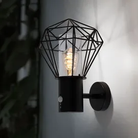 GLOBO Außenleuchte Edelstahl, Kunststoff, Metall H 34 cm Bewegungsmelder schwarz