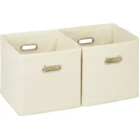 Relaxdays 4 x Aufbewahrungsbox, Regalkorb ohne Deckel, Faltkiste mit