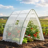 LARMNEE Gewächshaus mit Bogendach, Tomatengewächshaus, PE Foliengewächshaus, 180 x 180 x 200 cm Tomatenhaus, 2 Türen und 2 Fenster, für Blumen, Gemüse, Pflanzen, Balkon, Garten, Weiß EWT73GH02