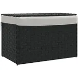 vidaXL Wäschekorb mit Deckel Schwarz 55,5x35x34 cm Poly Rattan
