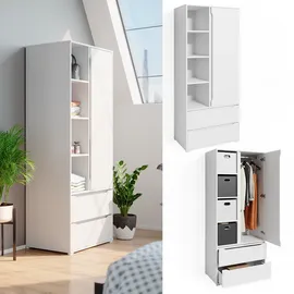 Vicco Kleiderschrank Ruben 80cm mit Kleiderstange Schubladen