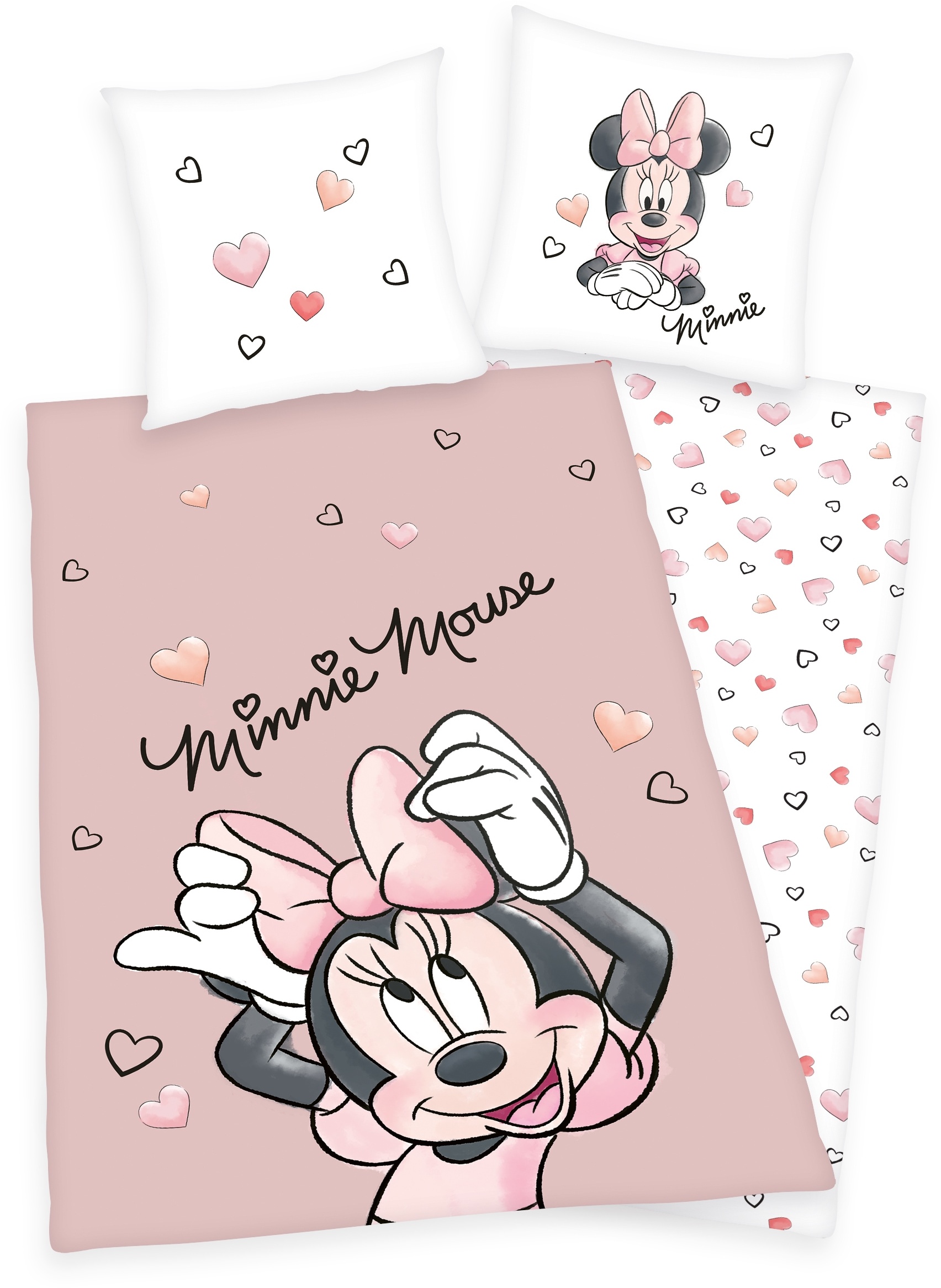 Disney Minnie Mouse Kinderbettwäsche »Minnie Mouse, Baumwoll-Renforcé«, (2 tlg.) Disney Minnie Mouse rosa