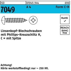 Schrauben, Blechschraube ISO 7049 LIKO m.Spitze/Kreuzschlitz-PH C 2,9 x 13 -H A 4 (1000 Schrauben pro Stück)