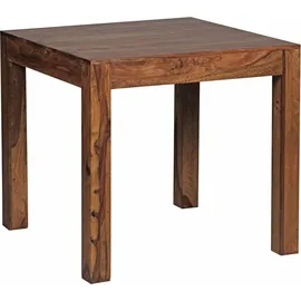 möbelando Esstisch MUMBAI Massivholz Sheesham 80 cm Esszimmer-Tisch Holztisch Design Küchentisch Landhaus-Stil dunkel-braun - Braun