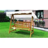 Holz Hollywoodschaukel Kiew - Honigbraun/Grün/Weiß - 200 x 140 x 170 cm - aus Kiefer/Fichte