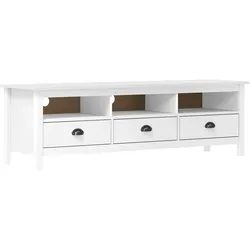 vidaXL TV-Schrank Hill Weiß 158x40x47 cm Massivholz Kiefer