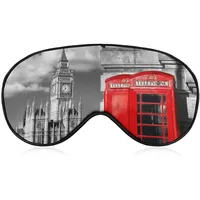 Neuartige Verdunkelungs-Augenmaske, englische rote Telefonzelle, Big Ben, London, Schlafmasken, Schlafmaske, Augenbinde, Augenschutz, Augenschutz mit verstellbarem Riemen, für Männer, Frauen, Teenag