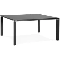 Kadima Design Büroschreibtisch quadratisch Design | 160x160 cm | Chrom-Applikationen | Extragroßer Meetingtisch | Schwarz