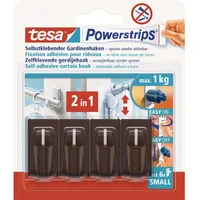 Tesa Powerstrips Gardinenhaken selbstklebend braun 4 Stück