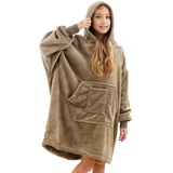 REDESS Decke mit Ärmeln Decken Hoodie Sweatshirt, tragbare Decke, übergroßer Sherpa mit Ärmeln und Riesentasche, kuscheliger Kapuzenpullover, warm für erwachsene Kinder