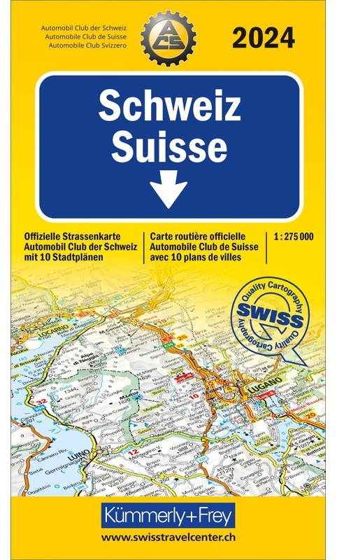 Schweiz 2024, Strassenkarte Acs 1:275'000, Karte (im Sinne von Landkarte)