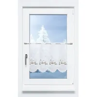 PLAUENER SPITZE Scheibengardine Weihnachtshaus (Bx H) 64,8cm * 45cm braun/Mehrfarbig