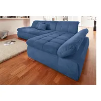 DOMO collection Ecksofa »NMoric XXL, B/T/H: 300/172/80cm, L-Form«, wahlweise mit Bettfunktion und Armlehnverstellung blau