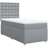 vidaXL Boxspringbett mit Matratze Hellgrau 100x200 cm Stoff