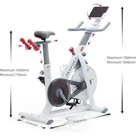 JASPORT Smart Indoor Speedbike S3, leise Heimtrainer, Magnetbremssystem, App mit Trainingskursen, Kinomap & Zwift kompatibel, inkl. Pulsgurt - Schwarz/Weiß