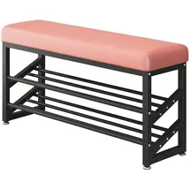 Hti-Living Schuhregal 100 x 50 x 30 cm 2 Ebenen mit Sitzkissen rosa / rosa