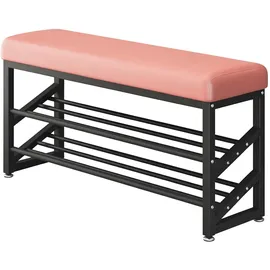 Hti-Living Schuhregal 100 x 50 x 30 cm 2 Ebenen mit Sitzkissen rosa / rosa