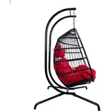 purehaven PureHaven, Hängesessel für 2 Personen 130x120x200 cm Rattan-Kunststoffgeflecht mit Kissen wasserfest (250 kg)