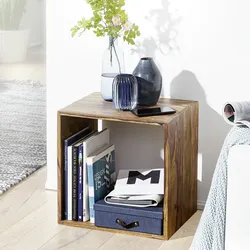 FineBuy Cube Massivholz Regal Beistelltisch Tisch Holzcube Würfelregal Couchtisch
