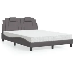 Bett mit Matratze – Grau, 140x190 cm – Stilvoll & Bequem