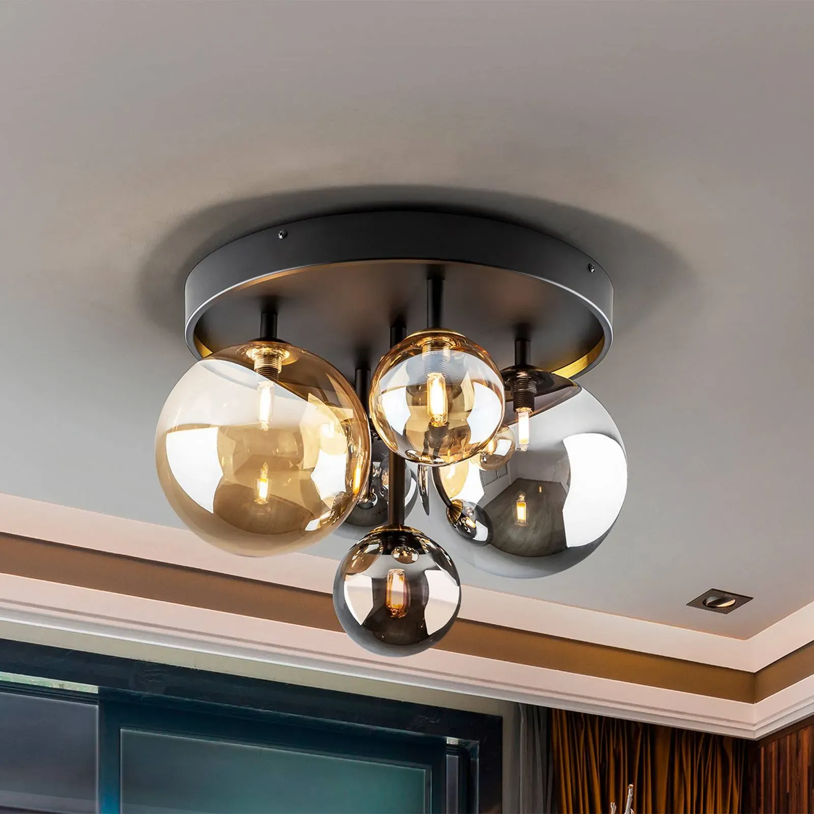 Schuller Valencia LED Deckenlampe Dark, Multicolour, für Wohn- / Esszimmer, Glas, LED Deckenleuchte - 45 cm - 45 cm - 34 cm