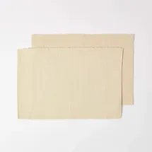 Homescapes 2er-Set Tischsets Creme aus 100% Baumwolle gerippt, Platzsets rechteckig aus Stoff, waschbare Platzdeckchen
