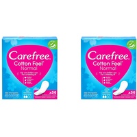 Carefree Slipeinlagen Cotton Feel Normal mit Frischeduft, Größe Normal, 56 Stück (2er pack)