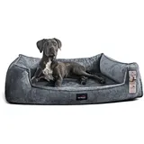 tierlando® Orthopädisches Hundebett Franklin hochwertiges Hundesofa aus kuscheligem Teddy-Stoff Größe: 160x110cm | Farbe: 98 Taubengrau