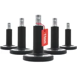 HJH Office 619043 Bodengleiter STATO-M Stift 11 mm / 60 mm Standfüße, (5er Pack), schwarz/chrom robuste Gleiter für weiche Böden