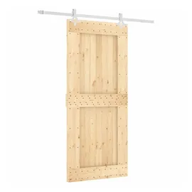 vidaXL Schiebetür mit Beschlag 90x210 cm Massivholz Kiefer