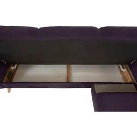 exxpo - sofa fashion Ecksofa EXXPO - SOFA FASHION "Nappa, kompakt und komfortabel, bequem, zeitloses Design, L-Form", lila (purole), B:222cm H:87cm T:156cm, Samtvelours (100% Polyester);Webvelours (100% Polyester), Sofas, Ecksofa, tolle Detailverarbeitung, inkl.