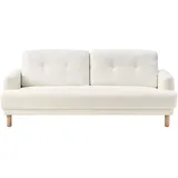 Beliani 3-sitzer Sofa Cremeweiß Stoffbezug Mit Hohen Holzbeinen Armlehnen Knopfheftung Skandinavisch Retro Modern Wohnzimmer Ausstattung