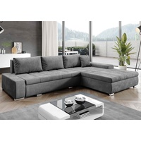 Furnix Ecksofa TOMMASO Sofa Schlaffunktion mit Bettkasten Kissen Couch, B297 x H85 x T210 cm, hochwertig, Made in EU grau