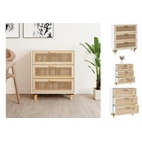 vidaXL Sideboard Weiß 60x30x70 cm Massivholz Kiefer und Natur-Rattan