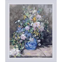 Riolis Kreuzstich Stickpackung Frühlingsstrauß nach P.A. Renoirs Gemälde, Zählmuster, 40x50cm