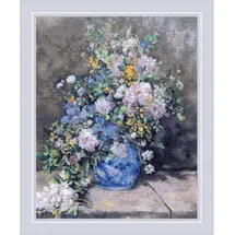 Riolis Kreuzstich Stickpackung Frühlingsstrauß nach P.A. Renoirs Gemälde, Zählmuster, 40x50cm
