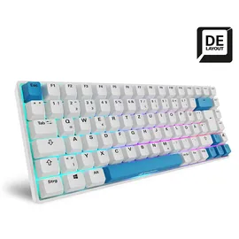 Sharkoon Skiller SGK50 S3 PBT, weiß/hellblau, LEDs RGB, hot-swap, Gateron G Pro 3.0 YELLOW, USB, DE (4044951039197)