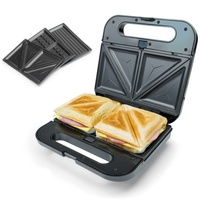 Korona 47018 XXL-Sandwichmaker 3 in 1 | Wechselbare Platten mit Antihaftbeschichtung | Sandwichplatte, Grillplatte, Belgische Waffelplatte | Einfach zu reinigen | 800 Watt max.