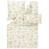 Estella Bettwäsche Mako Satin Lumina 155x200+Kissen 80x80 40x80 Floral gelb, Baumwolle, 3 teilig, mako satin bettwäsche 155x200 sale warm baumwolle bettwäsche 155x200 gelb